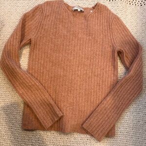 VINCE XS Women's Ribbed Sweater in Tan 73%wool 27% cashmere